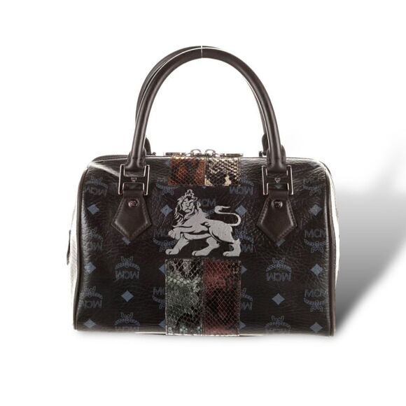 MCM Visetos Python Lion Princess Boston Top Handle Bag - Picture 11 of 13